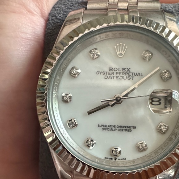 Rolex Gold and Silver Watch with Diamond Markers - Picture 2 of 12